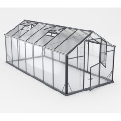 Serre de jardin Hybrid 11m² en verre trempé et polycarbonate Sanus L11 - Gampre