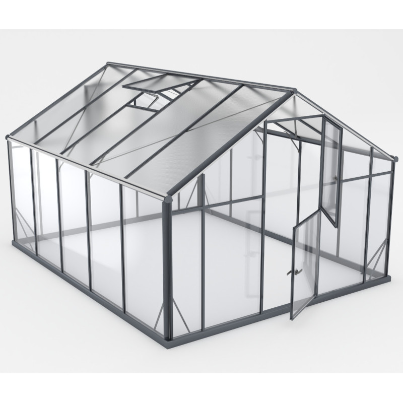 Serre de jardin Hybrid 10,44m² en verre trempé et polycarbonate Sanus XL10 – Gampre
