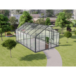 Serre de jardin Hybrid 12,5m² en verre trempé et polycarbonate Sanus UP! XL12 – Gampre
