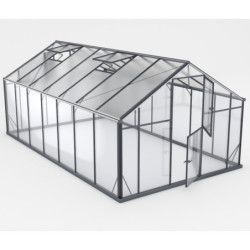Serre de jardin Hybrid 14,5m² en verre trempé et polycarbonate Sanus UP! XL15 – Gampre