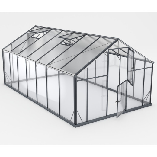 Serre de jardin Hybrid 14,5m² en verre trempé et polycarbonate Sanus UP! XL15 – Gampre