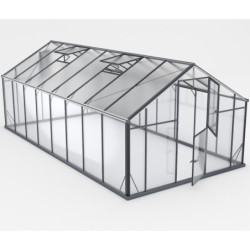 Serre de jardin Hybrid 16,53m² en verre trempé et polycarbonate Sanus UP!  XL16 – Gampre