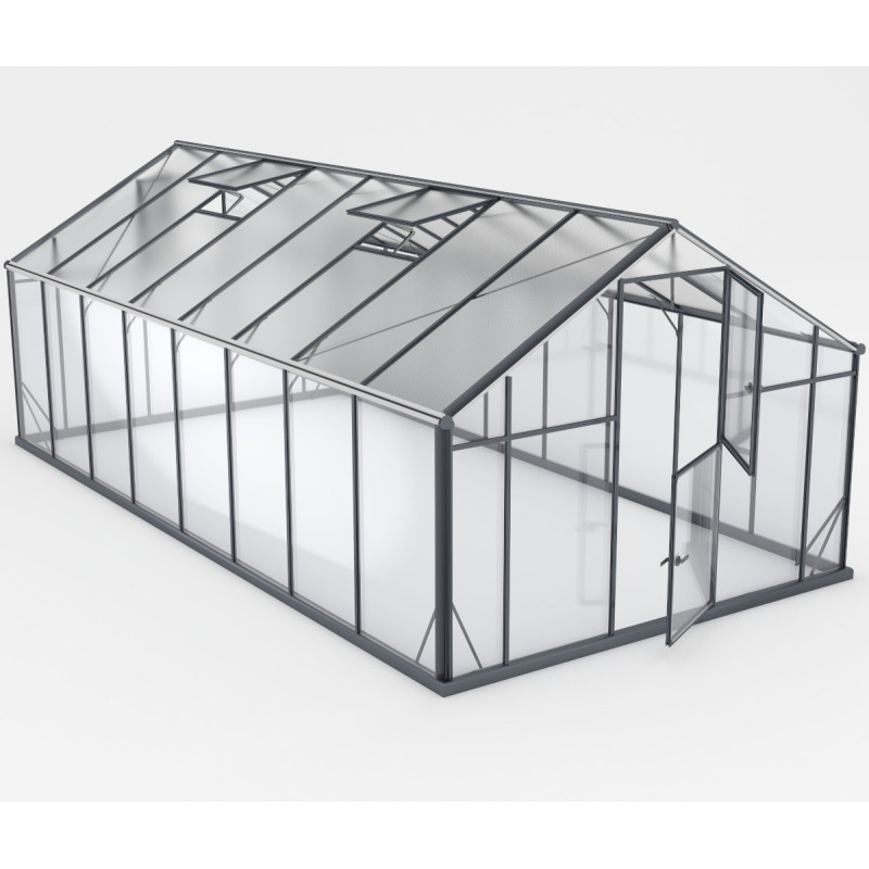 Serre de jardin Hybrid 16,53m² en verre trempé et polycarbonate Sanus UP!  XL16 – Gampre