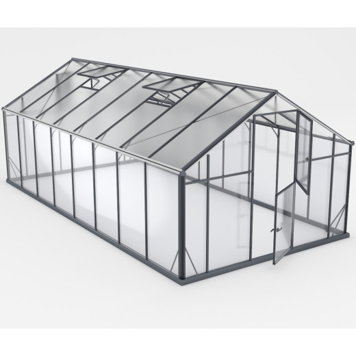 Serre de jardin Hybrid 16,53m² en verre trempé et polycarbonate Sanus UP!  XL16 – Gampre