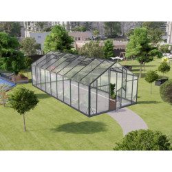 Serre de jardin Hybrid 18,6m² en verre trempé et polycarbonate Sanus UP! XL18 – Gampre