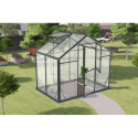 Serre de jardin 3,3m² en aluminium noir et verre trempé Sanus L3 - Gampre