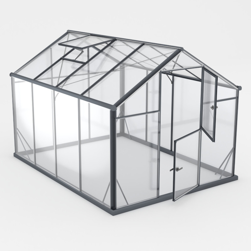 Serre de jardin 6,5m² en aluminium noir et verre trempé Sanus L7 - Gampre