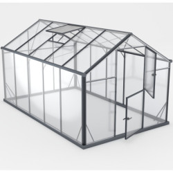 Serre de jardin 7,92m² en aluminium noir et verre trempé Sanus L8 - Gampre