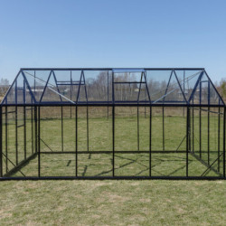 Serre de jardin 9,8m² en aluminium noir et verre trempé Sanus L10 - Gampre