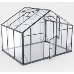 Serre de jardin 6,38m² en aluminium noir et verre trempé Sanus XL7 - Gampre