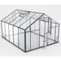 Serre de jardin 10,44m² en aluminium noir et verre trempé Sanus XL10 - Gampre