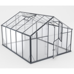Serre de jardin 10,44m² en aluminium noir et verre trempé Sanus XL10 - Gampre