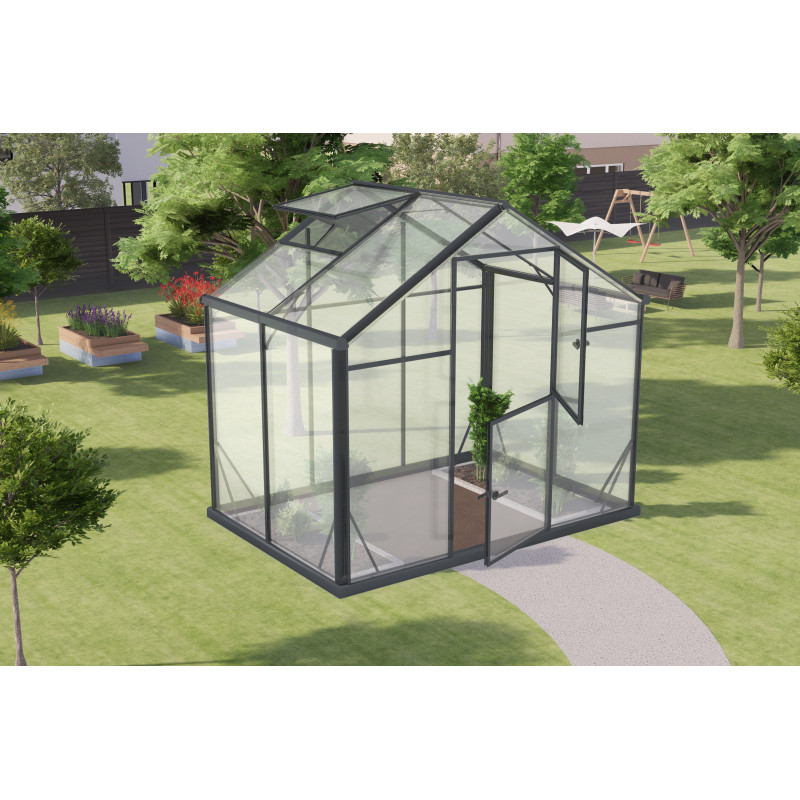 Serre de jardin 3,3m² en aluminium noir et verre trempé Sanus UP! L3 - Gampre