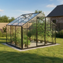 Serre de jardin 6,38m² en aluminium noir et verre trempé Sanus UP! XL7 - Gampre