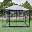 Serre de jardin Duchesse carrée 8,06m² en aluminium laqué noir et verre trempé 4mm - Green Protect