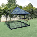 Serre de jardin Duchesse carrée 8,06m² en aluminium laqué noir et verre trempé 4mm - Green Protect