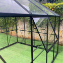 Serre de jardin Duchesse carrée 8,06m² en aluminium laqué noir et verre trempé 4mm - Green Protect