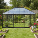 Serre de jardin Duchesse 12m² en aluminium laqué noir et verre trempé 4mm - Green Protect