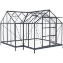 Serre de jardin Orangerie B 12m² anthracite en verre trempé 4mm + embase Green Protect