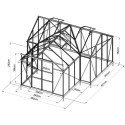Serre de jardin Orangerie C 13,5m² anthracite en verre trempé 4mm + embase Green Protect