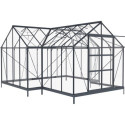 Serre de jardin Orangerie C 13,5m² anthracite en verre trempé 4mm + embase Green Protect