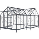 Serre de jardin Orangerie C 13,5m² anthracite en verre trempé 4mm + embase Green Protect