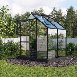 Serre de jardin Planet 2,5m² en aluminium noir et verre de sécurité 3mm - Vitavia