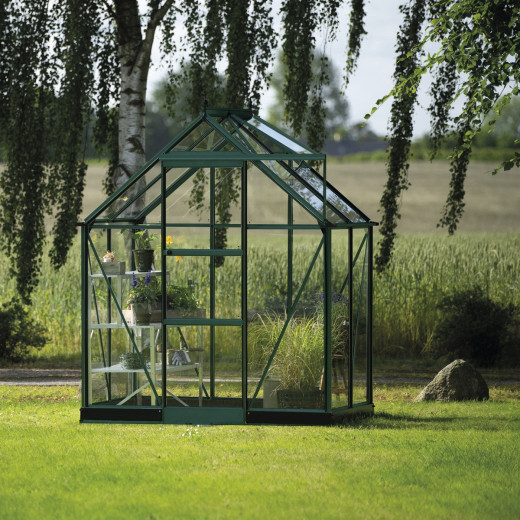 Serre de jardin 2,5m² en alu vert et verre trempé Icon 6 - Halls