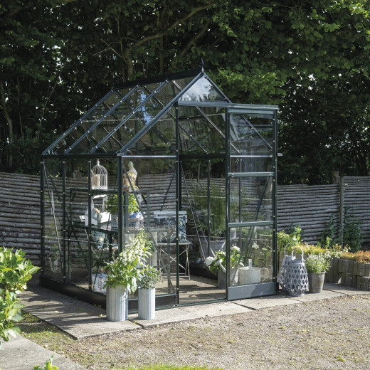 Serre de jardin 3,7m² en alu vert et verre horticole Icon 6 - Halls