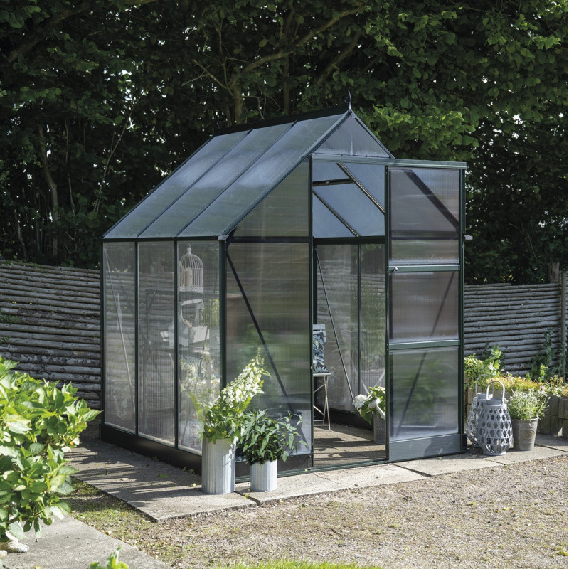 Serre de jardin 3,7m² en alu vert et polycarbonate Icon 6 - Halls
