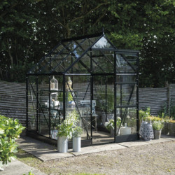 Serre de jardin 3,7m² en alu noir et verre horticole Icon 6 - Halls