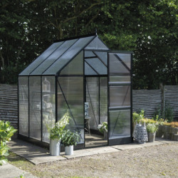 Serre de jardin 3,7m² en alu noir et polycarbonate Icon 6 - Halls