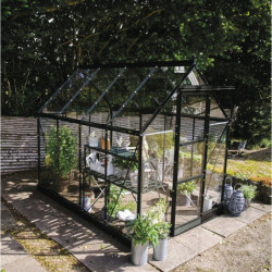 Serre de jardin 4,9m² en alu noir et verre horticole Icon 6 - Halls