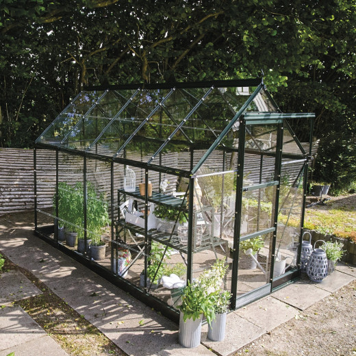 Serre de jardin 6,1m² en alu vert et verre horticole Icon 6 - Halls