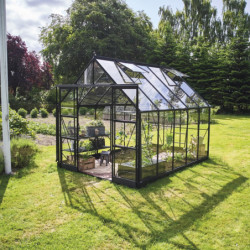 Serre de jardin 8,1m² en alu noir et verre trempé Icon 8 - Halls