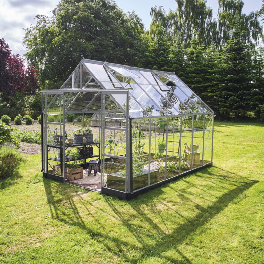 Serre de jardin 9,7m² en alu et verre trempé Icon 8 - Halls