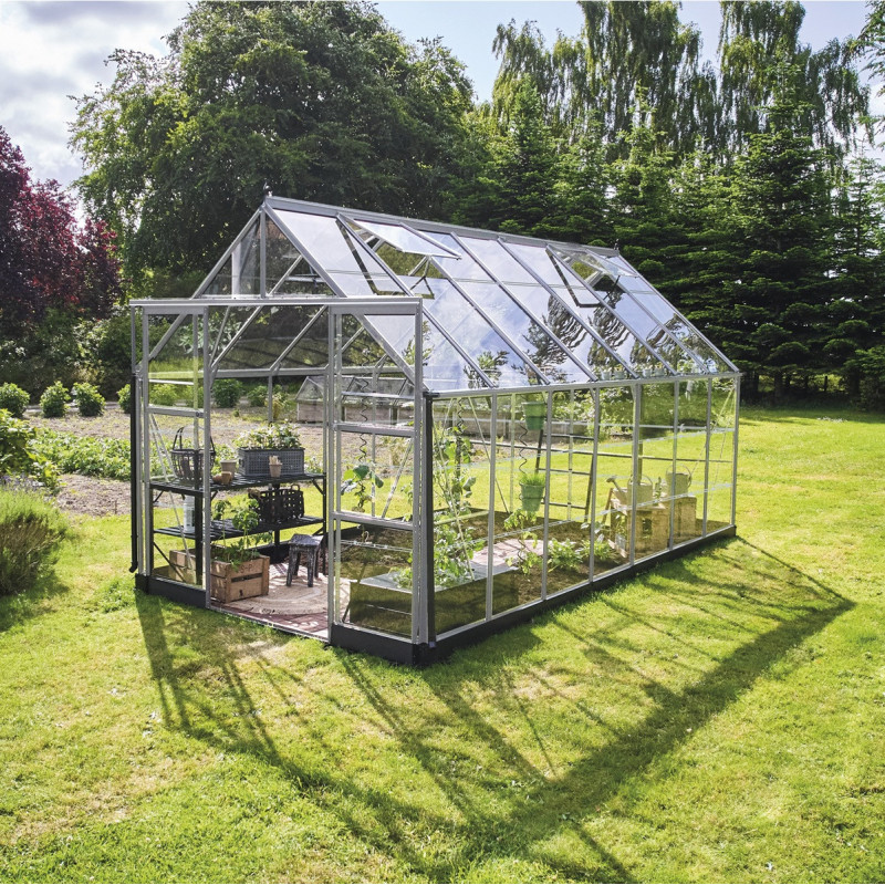 Serre de jardin 11,2m² en alu et verre trempé Icon 8 - Halls