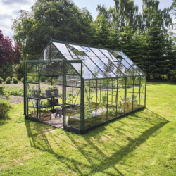 Serre de jardin 11,2m² en alu vert et verre trempé Icon 8 - Halls