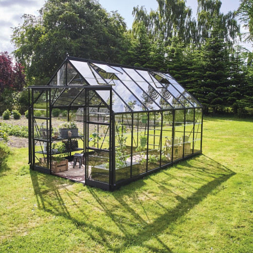 Serre de jardin 11,2m² en alu noir et verre trempé Icon 8 - Halls