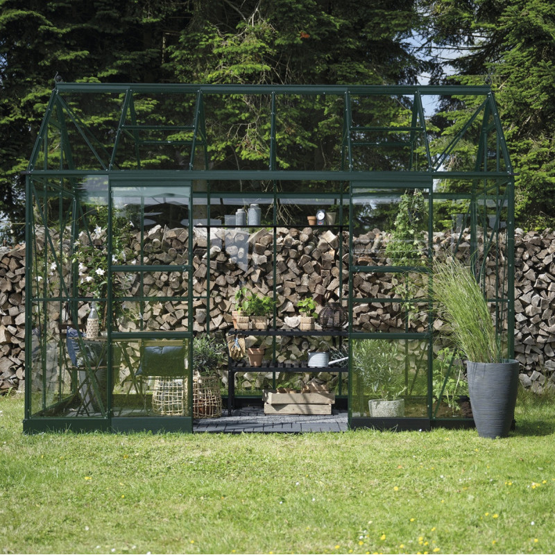 Serre 7,3m² en alu vert et verre trempé Icon Planthouse 6 - Halls