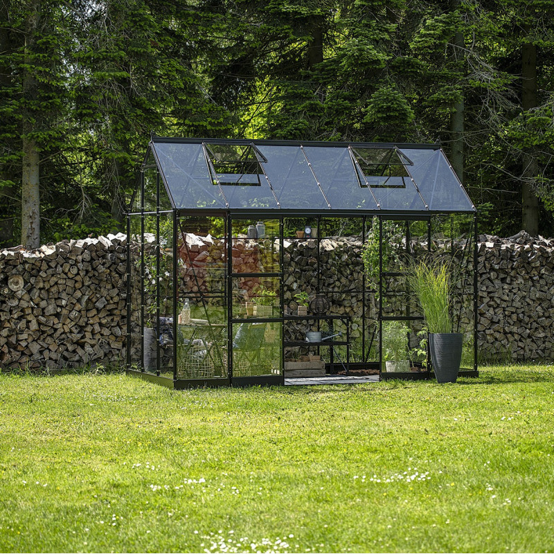 Serre 7,3m² en alu noir et verre trempé Icon Planthouse 6 - Halls