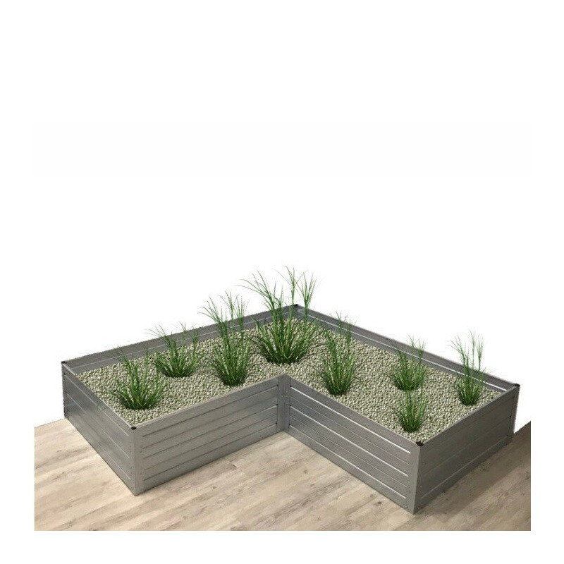 Potager surélevé - sous forme de L - couleur zinc - Klasika