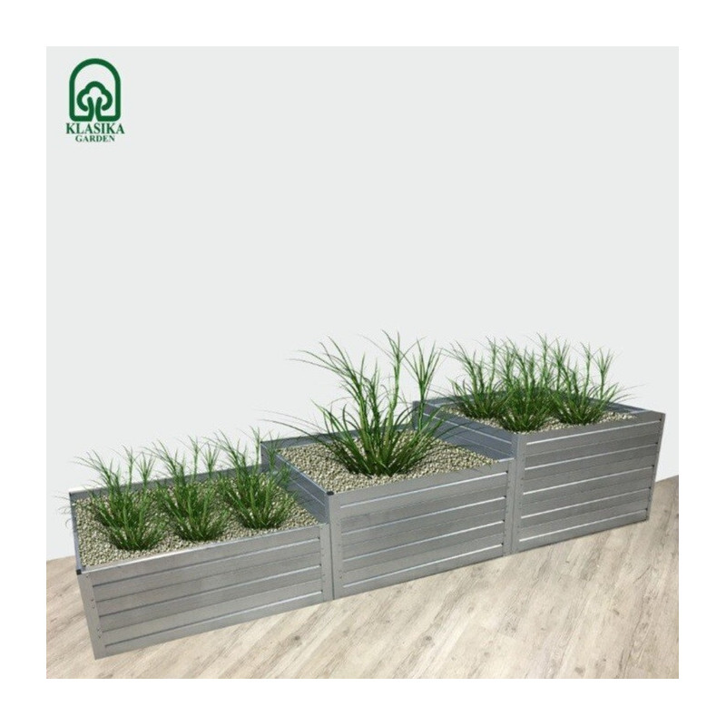 Lot de 3 potagers surélevés - L225cm - couleur zinc - Klasika