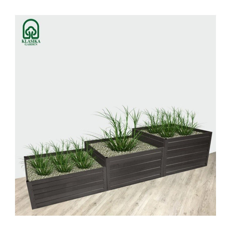 Lot de 3 potagers surélevés - L225cm - couleur marron - Klasika