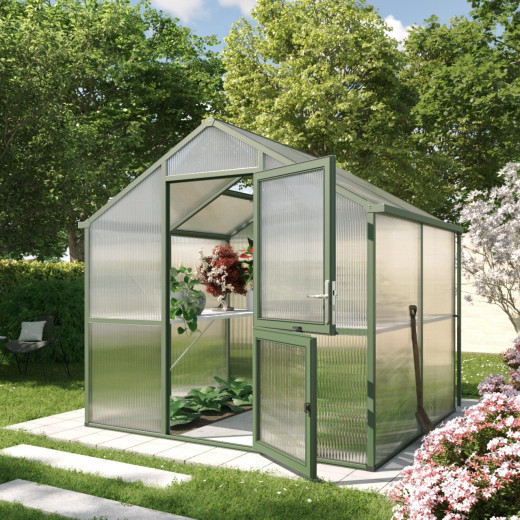 Serre de jardin 5,06m² en alu vert et PC de 16mm Iris II - KGT