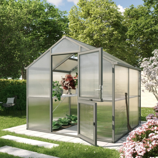 Serre de jardin 5,06m² en alu anthracite et PC de 16mm Iris II - KGT