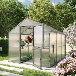 Serre de jardin 7,53m² en alu anthracite et PC de 16mm Iris III - KGT