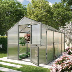 Serre de jardin 10m² en alu anthracite et PC de 16mm Iris IV - KGT