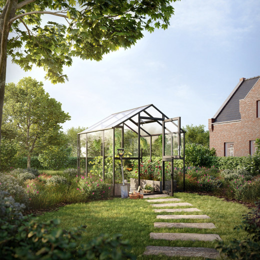 Serre de Jardin 5m² Aluminium Gris - Panneaux Hybrides Aptasia III-s KGT