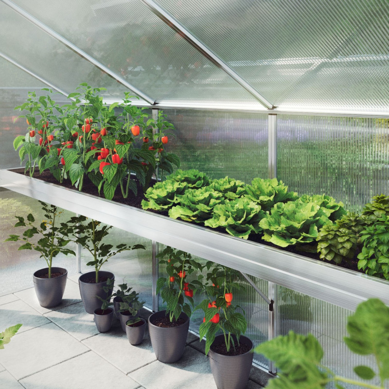 Bac à plantes en alu pour serre de jardin 12,74m² Ortasia IV - KGT